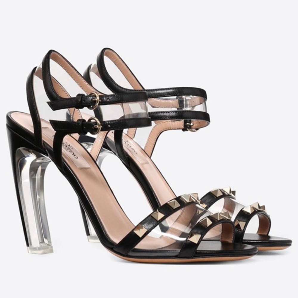 NWT Valentino Garavani PVC Rockstud 105mm Sandals
